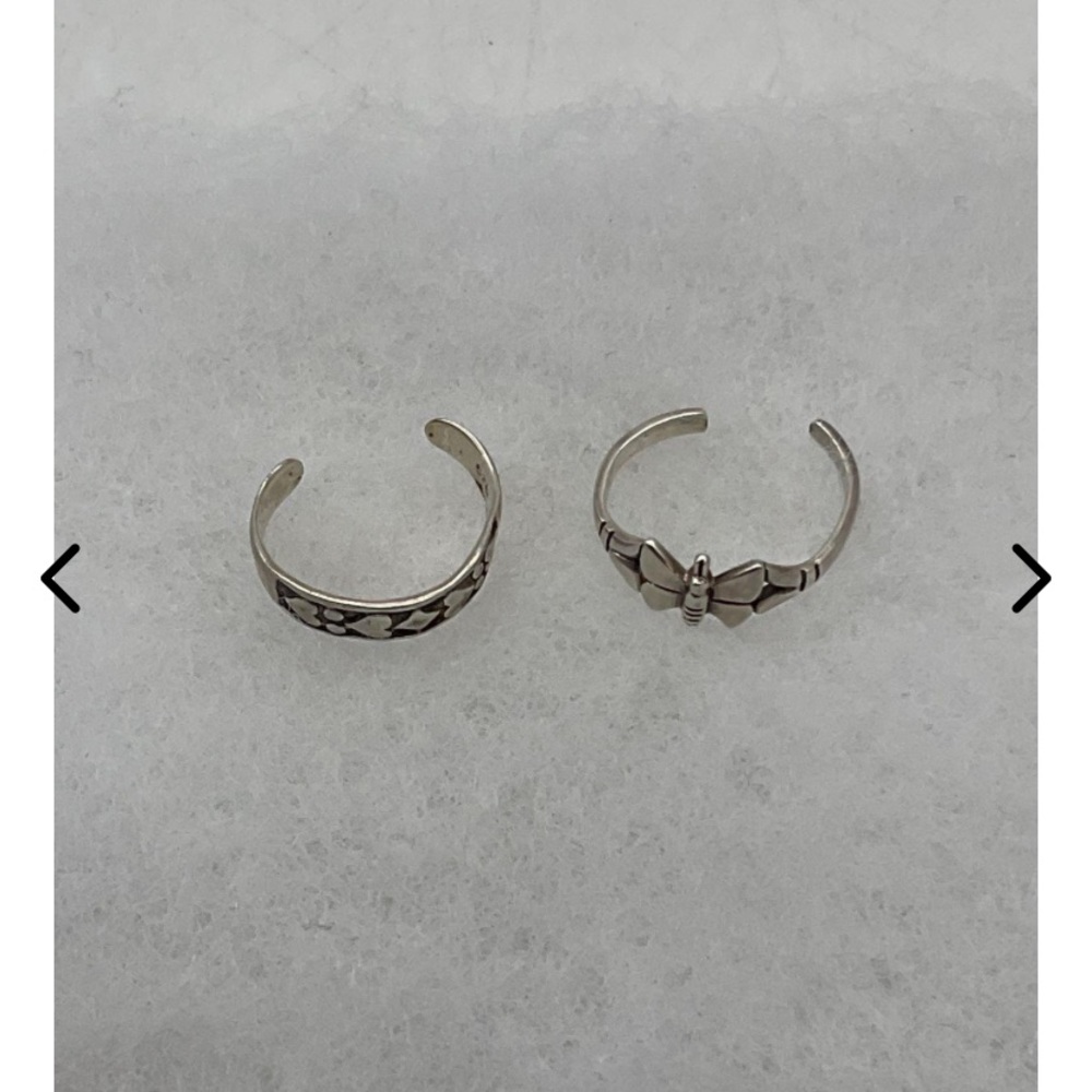 2 Piece 925 Sterling Silver Toe Rings Butterflies